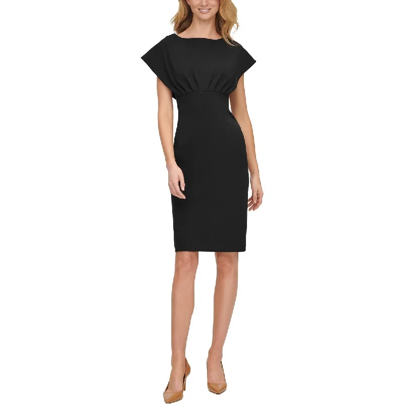 Calvin Klein Womens Knee Length Boat Neck Sheath Dress