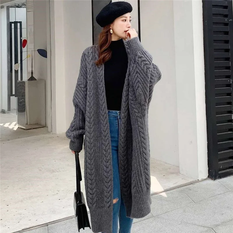 TIME-Limited Offer Oversized Knitted Cardigan Women Elegant Sweaters