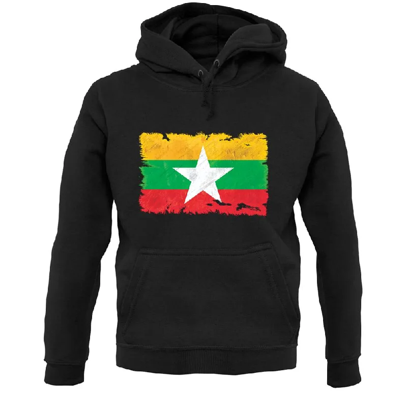 Closeout Sale Burma Myanmar Grunge Style Flag Unisex Hoodie