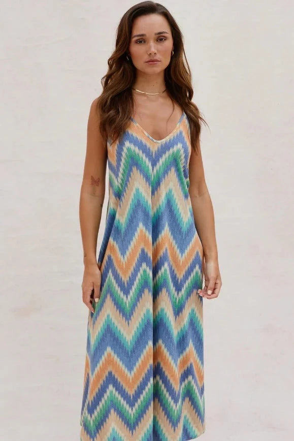 Online Only Charli Rosita Dress in Blue Print
