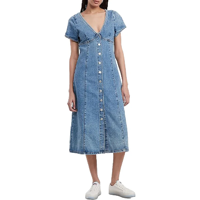 Tommy Jeans Womens Denim Short Sleeve Midi Dress