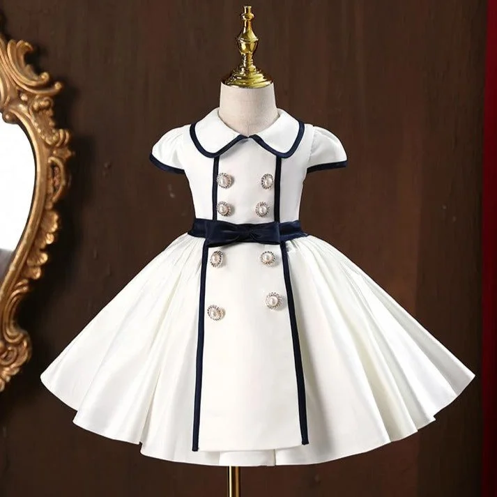 Clearance Sale Girl Formal Princess Dresses Baby Girl White Elegant Button Birthday Party Dress Clearance Sale Girl Formal Princess Dresses Baby Girl White Elegant Button Birthday Party Dress