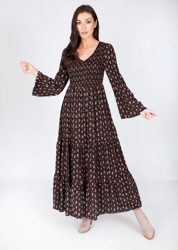 Markdowns Becca Printed Maxi Dress In Black