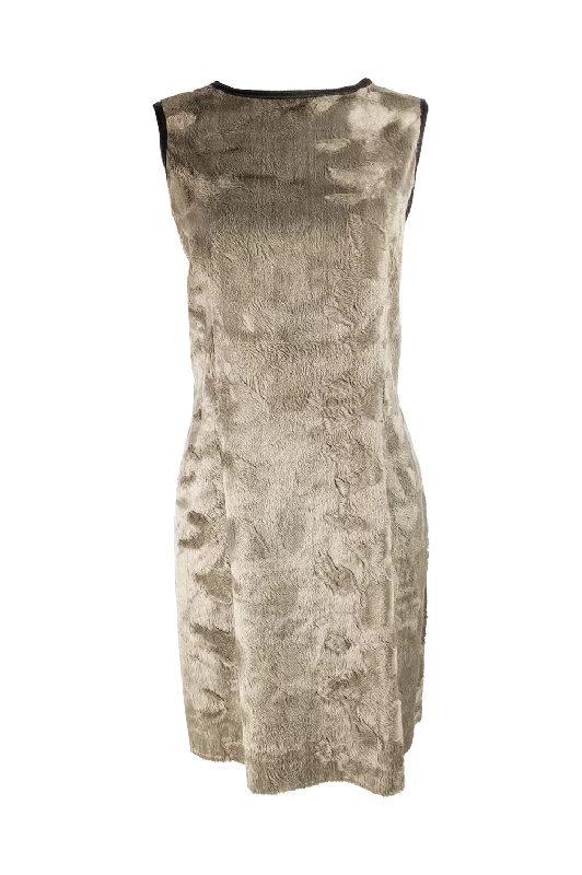 Price Slash Womens Faux Fur Vintage Shift Dress, 1990s