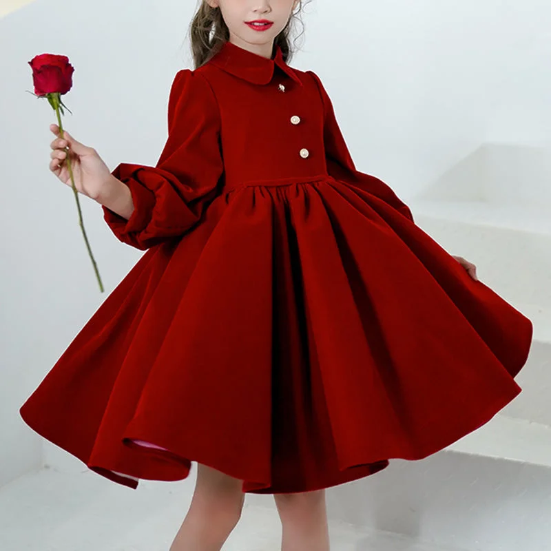 Act Fast Girl Christmas Dress Baby Girl Dress Toddler Winter Red Long Sleeve Doll Collar Pageant Princess Dress Act Fast Girl Christmas Dress Baby Girl Dress Toddler Winter Red Long Sleeve Doll Collar Pageant Princess Dress