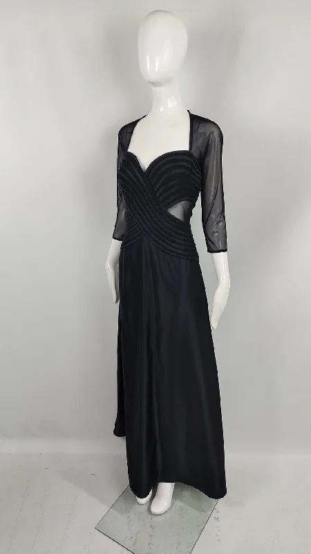 Savings Galore Tadashi Shoji Vintage Sheer Panelled Evening Gown