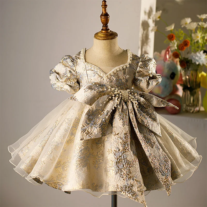 Great Deals Girl Summer Birthday Party Dress Baby Girl Vintage Bow Puffy Formal Princess Dress Great Deals Girl Summer Birthday Party Dress Baby Girl Vintage Bow Puffy Formal Princess Dress