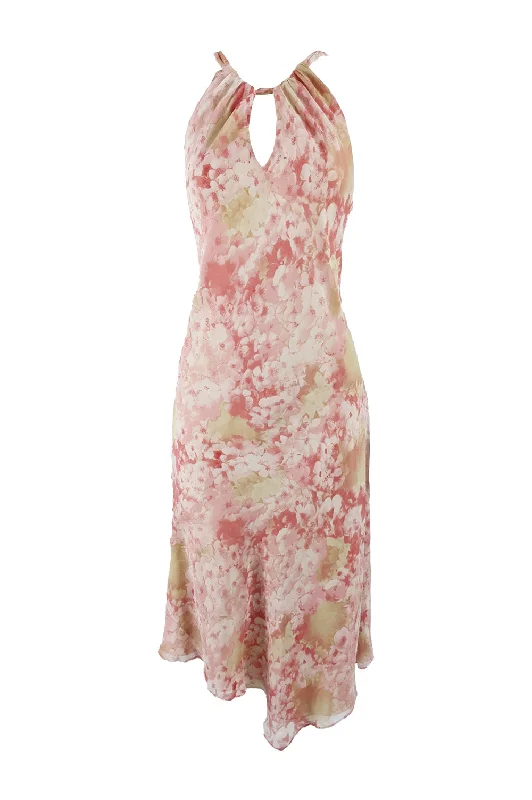 Limited Edition Ronit Zilkha Vintage Floral Print Silk Chiffon Dress, 1990s