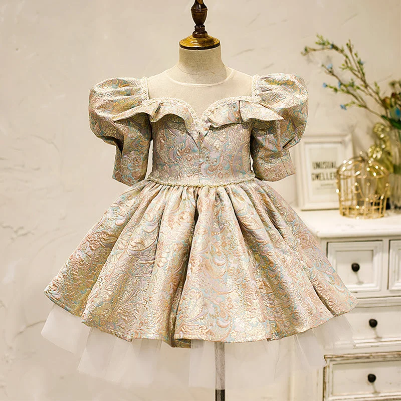 Great Deals Baby Girl Formal Princess Dress Easter Dress Toddler Vintage Summer Puff Sleeve Prom Dress