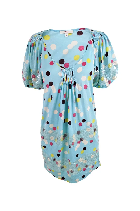 Holiday Sale Kenzo Vintage Light Blue y2k Polka Dot & Sequin Dress, 2000s