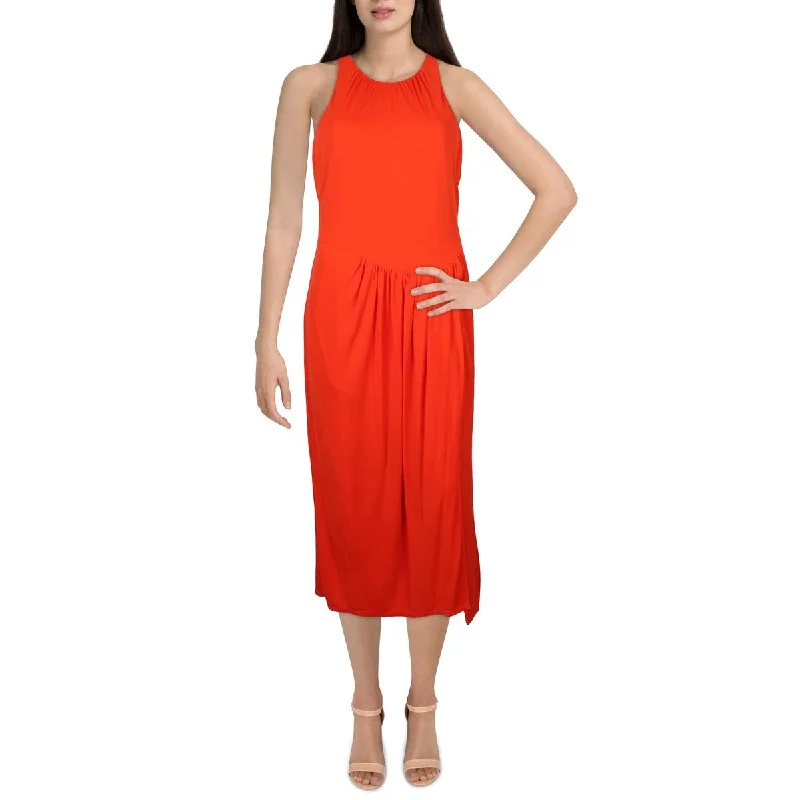 Cinq a Sept Womens Lezlie Shirred Sleeveless Midi Dress