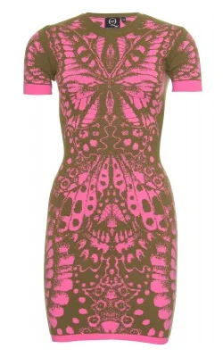 Huge Savings Khaki and Pink Intarsia Dress
