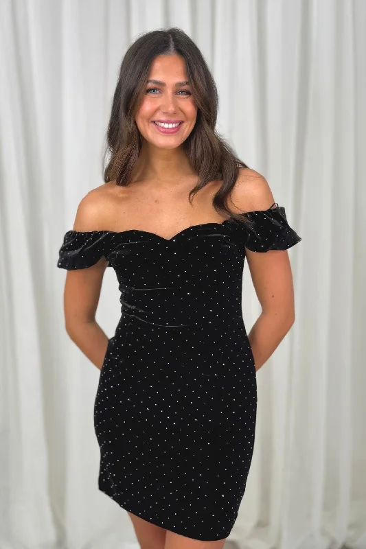 Members Only Frankie Embellished Dress In Black