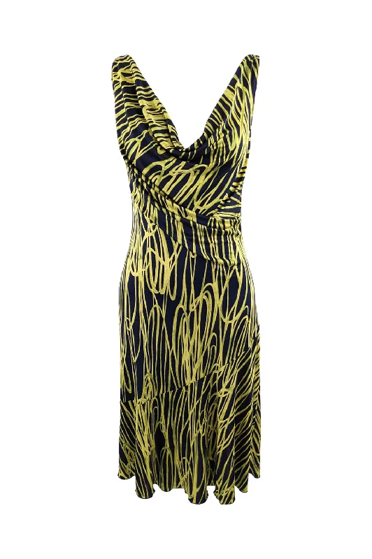 Grand Opening Sale Vintage Silk Jersey Cowl Neck Party Dress, 2000s