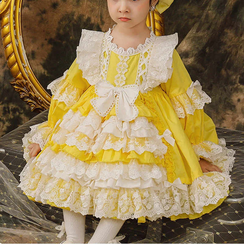 Reduced Prices Baby Girl Princess Party Dress Yellow Lolita Lace Floral Girl Cake Dress Reduced Prices Baby Girl Princess Party Dress Yellow Lolita Lace Floral Girl Cake Dress