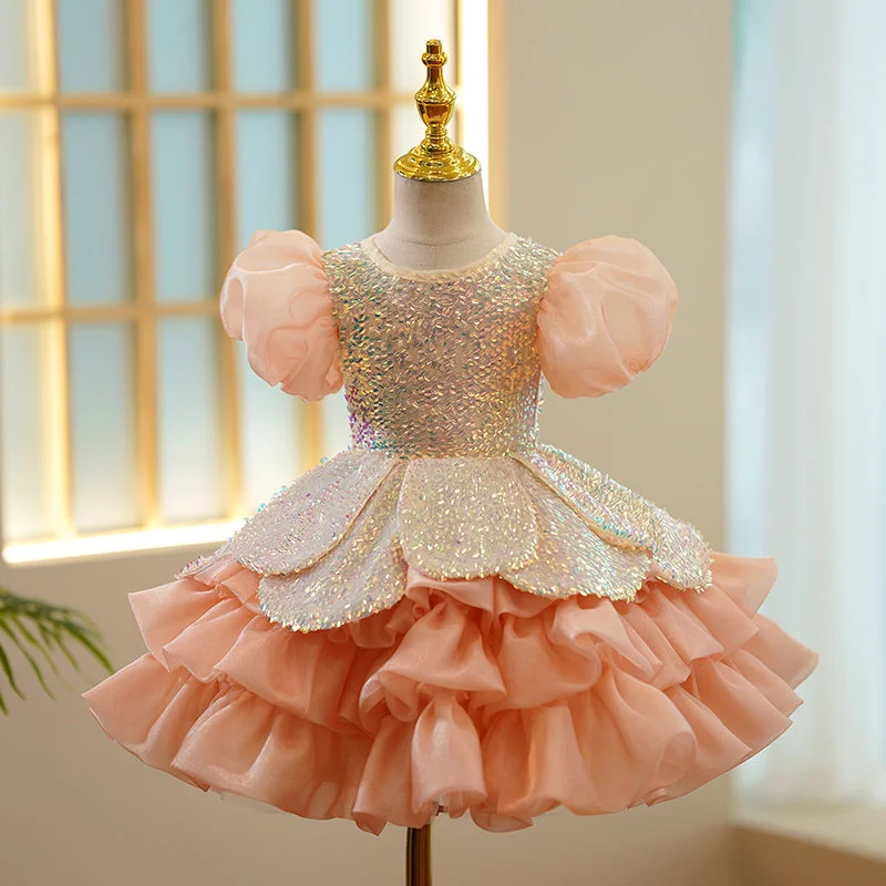 Savings Galore Toddler Ball Gowns Girl Summer Cute Sequins Communion Princess Dress