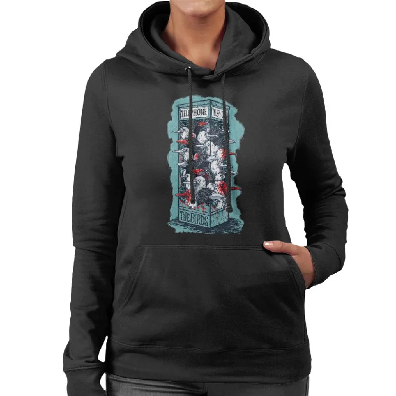 Quick Sale The Birds Dark Phone Booth Women's Hooded Sweatshirt