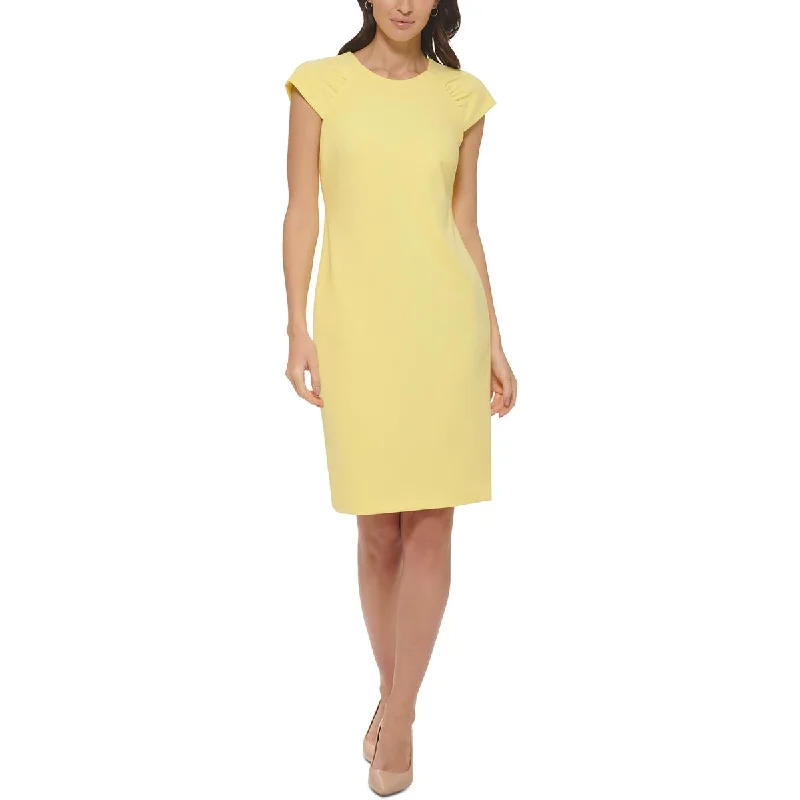 Calvin Klein Womens Knee Length Cap Sleeve Sheath Dress