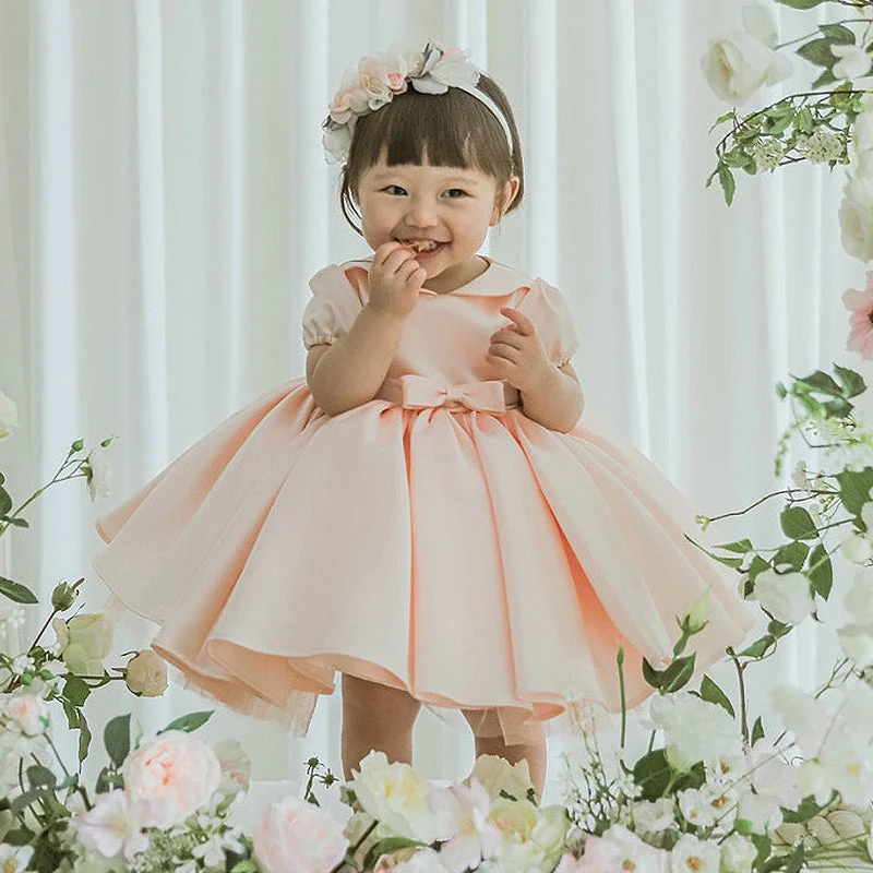 Final Markdown Baby Girl Party Dress Doll Collar Big Bow Princess Dress
