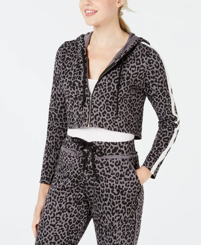Online Exclusive Juniors' Cropped Striped-Sleeve Hoodie