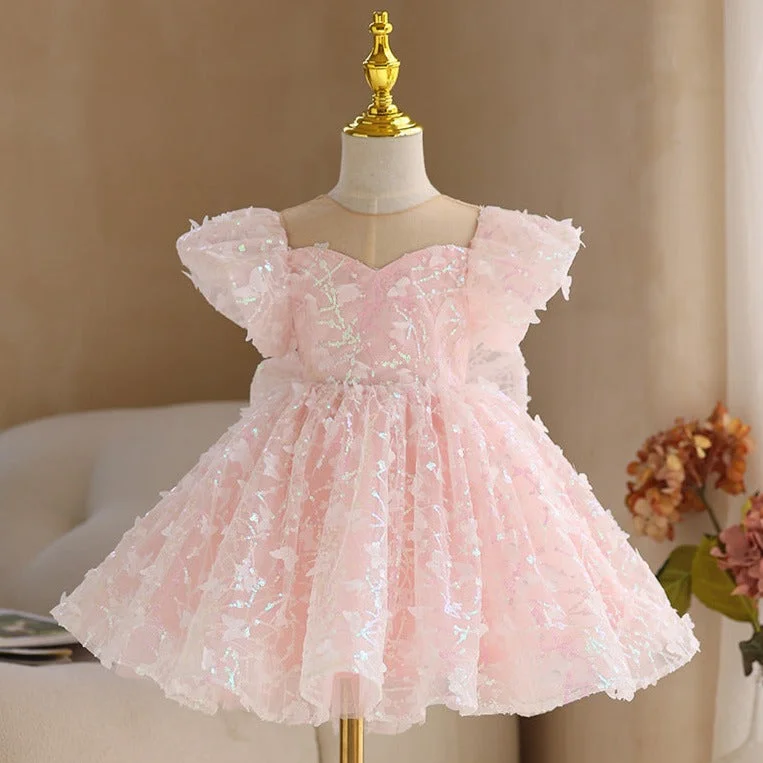 Massive Deals Baby Girl Birthday Party Dress Girls Summer Pink Sequin Bow Fluffy Pageant Princess Dresses