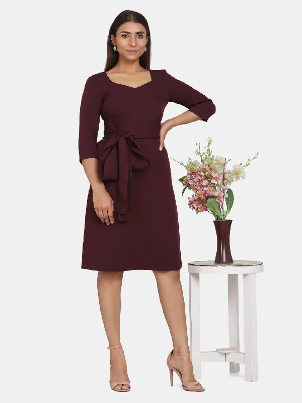 Flash Sale Jewel Neckline A-Line Evening Dress - Wine