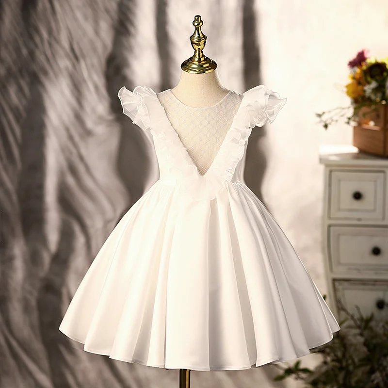Price Slash Baby Girl White Bow Christening Princess Dress