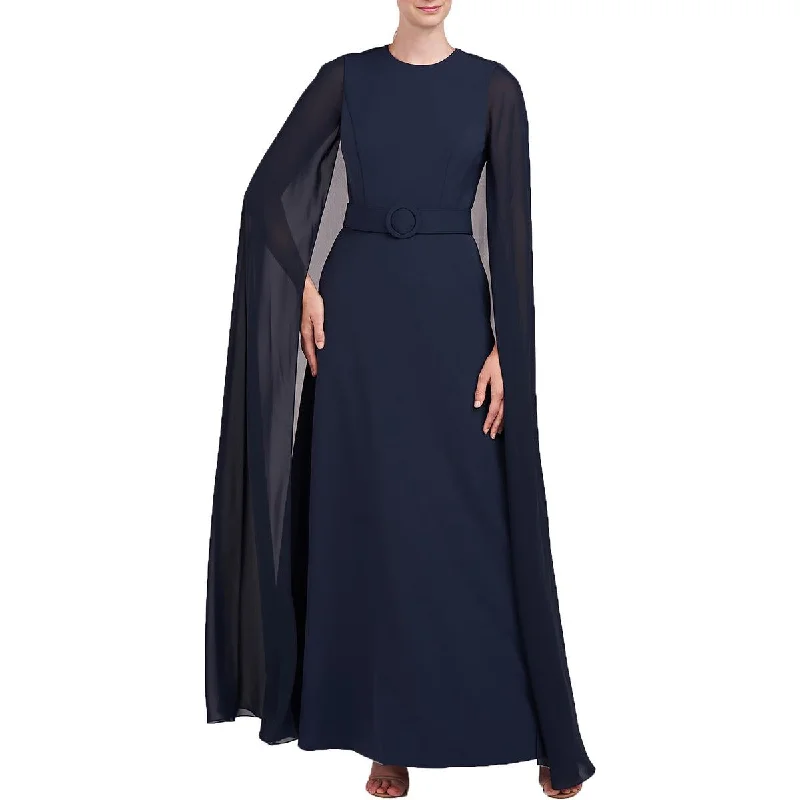 Kay Unger New York Womens Freya Cape Maxi Evening Dress