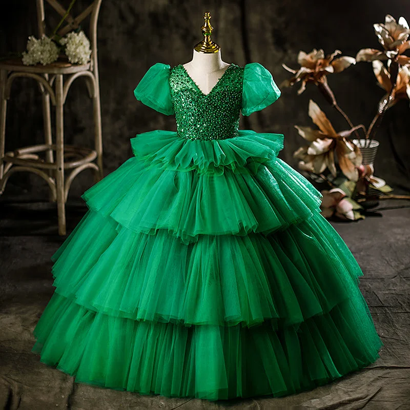 Unmissable Offer Little Girl Dress Girl Pageant Summer Elegant Green Puffy Princess Communion Dress Unmissable Offer Little Girl Dress Girl Pageant Summer Elegant Green Puffy Princess Communion Dress