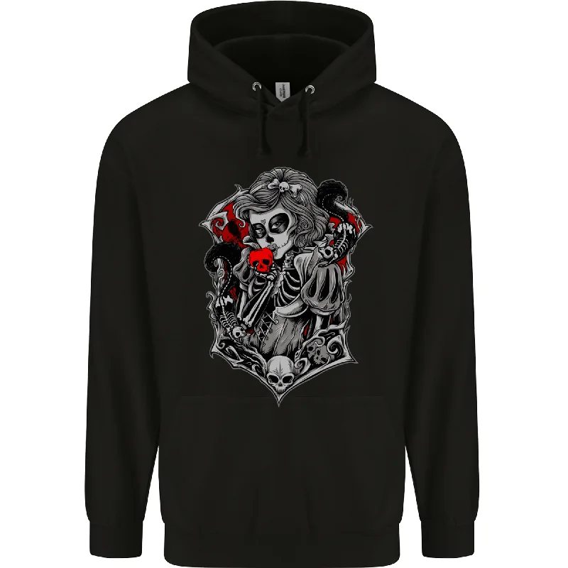 Price Reduction Death Apple Day of the Dead La Catrina Mens 80% Cotton Hoodie