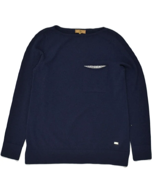 Big Discounts FAY Womens Boat Neck Jumper Sweater UK 10 Small Navy Blue Virgin Wool