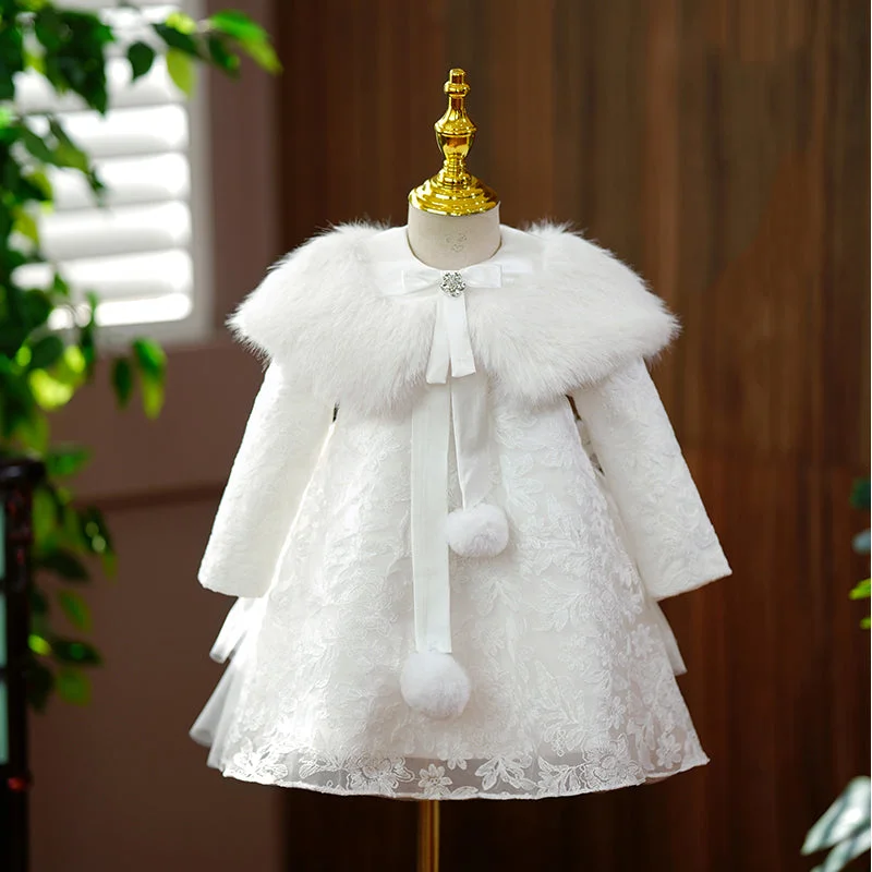 Early Access Baby Girl Autumn Winter Flower Dress Girl Plush Lace Long Sleeve Baptism Princess Dress Early Access Baby Girl Autumn Winter Flower Dress Girl Plush Lace Long Sleeve Baptism Princess Dress