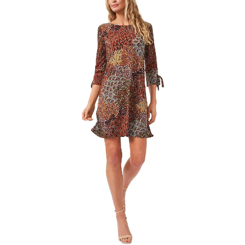 MSK Womens Petites Printed Mini Shift Dress