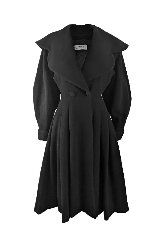 Price Smash Joseph Vintage Black Pure Wool Victorian Style Riding Coat, 1980s