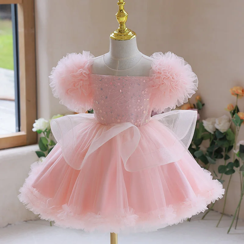 Stock Clearance Baby Girl Dress Toddler Prom Fluffy Wedding Birthday Pageant Sequin Dress