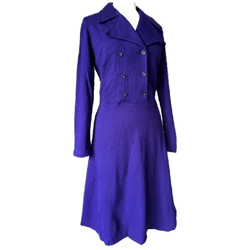 Bonus Savings Royal blue jersey courtelle 1970s unworn pintuck bodice day dress