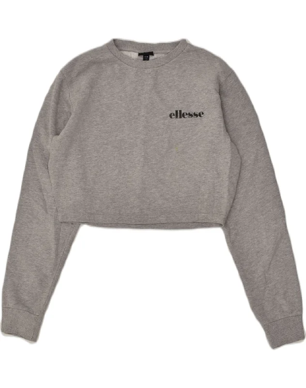 Savings Galore ELLESSE Womens Oversized Crop Sweatshirt Jumper UK 10 Small Grey Cotton