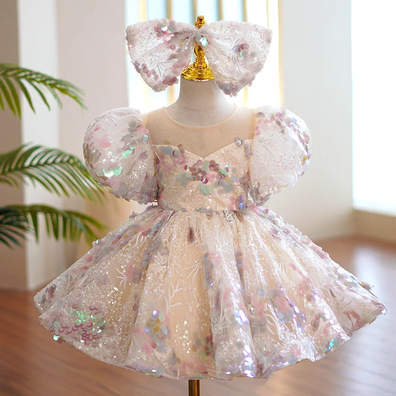 Super Sale Girl Formal Dresses Baby Girl Gorgeous Colorful Sequins Dress Princess Party Dresses Easter Dress For Toddler