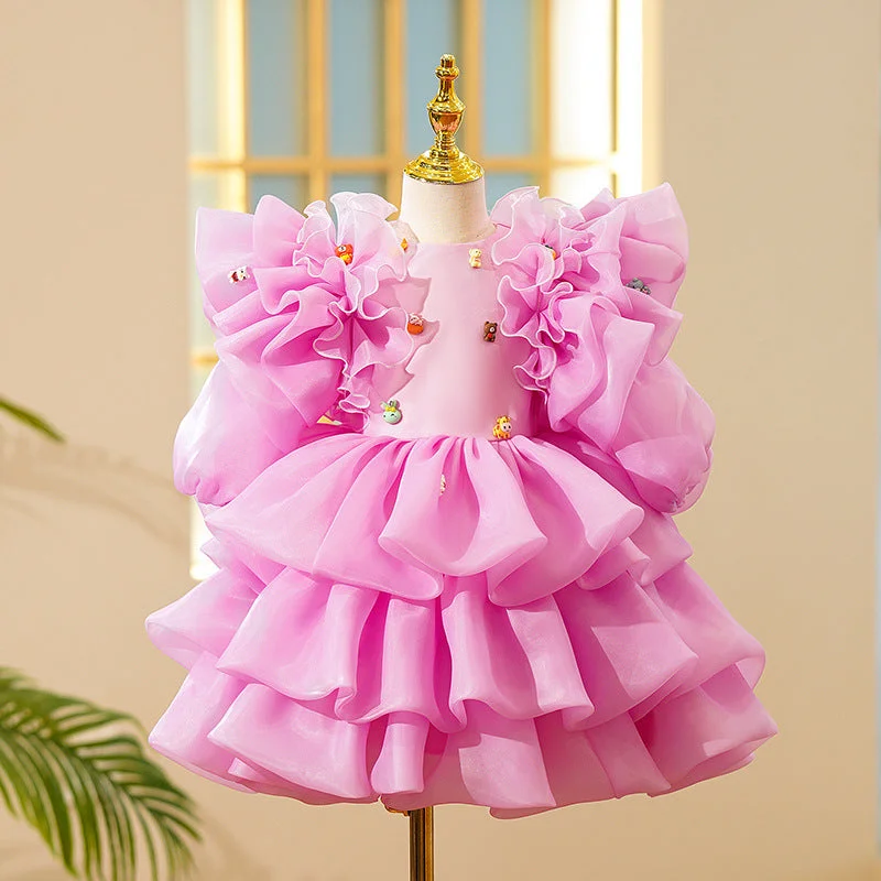 Sale Event Toddler Girl Party Dress Girl Pink Cartoon Cake Fluffy Princess Dress