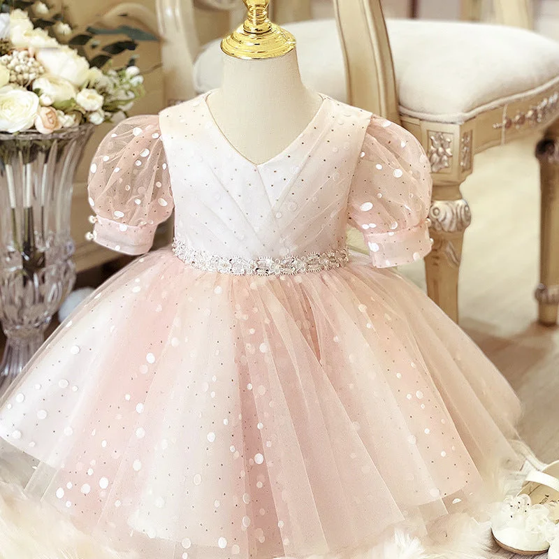 Exclusive Access Baby Girl Formal Princess Dresses Girl Summer Sequin Mesh Pink Birthday Prom Dress