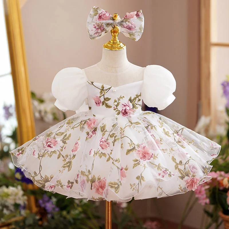 Big Savings Baby Girl Formal Princess Dresses Girl Puff Sleeve Floral Puffy Birthday Party Dress Toddler Prom Dress