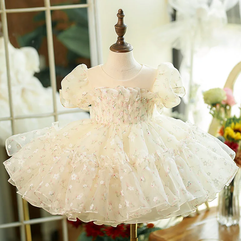 Great Deals Baby Girl Dress Toddler Prom Wrinkle White Puffy Wedding Princess Dress