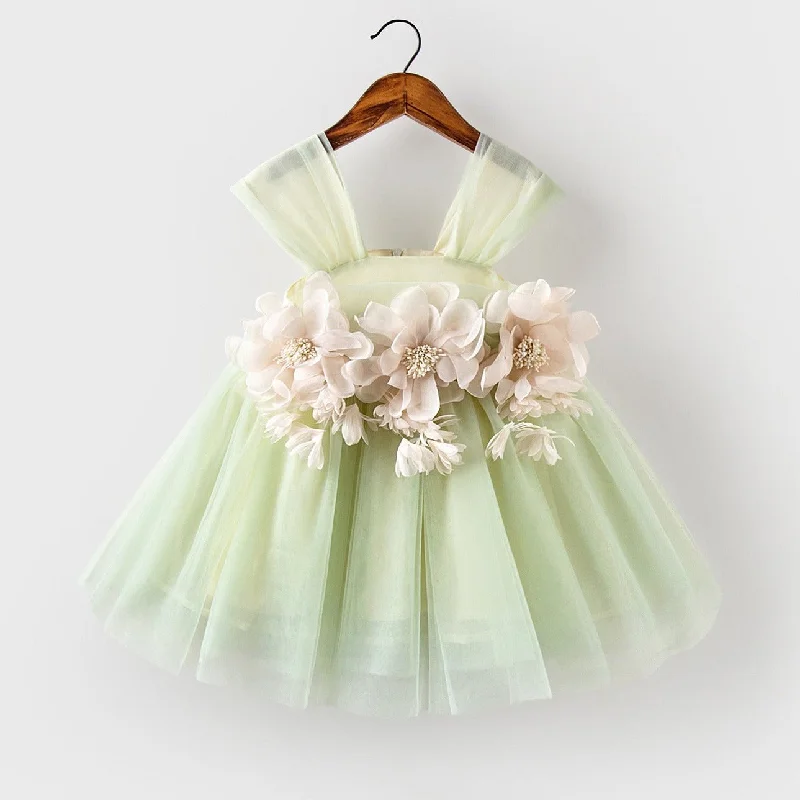 Seasonal Clearance Baby Flower Girl Dress Toddler Birthday Party Dress Summer Green Cake Puffy Girl Formal Dresses