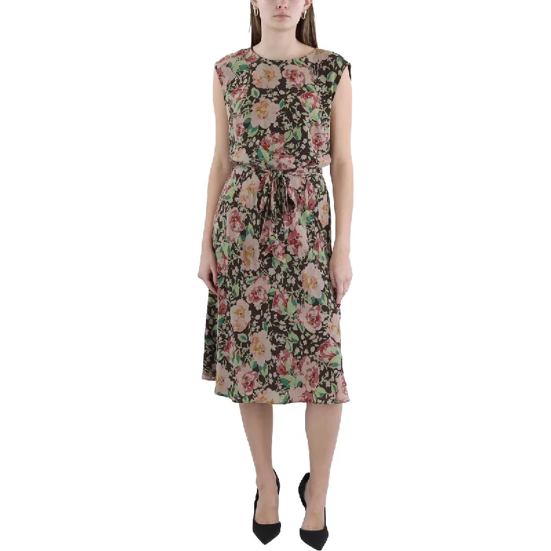 Lauren Ralph Lauren Womens Floral Print Mid Calf Shift Dress