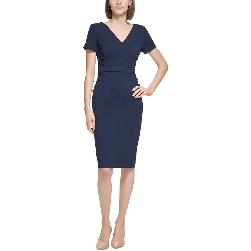 Calvin Klein Womens Petites Solid  Sheath Dress