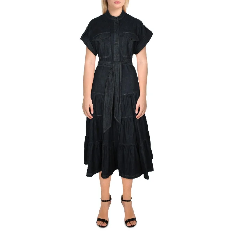 Lauren Ralph Lauren Womens Cotton Mid Calf Shirtdress