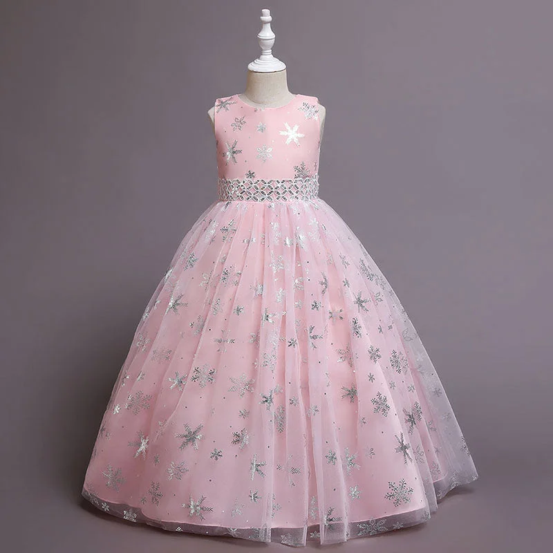 Lowest Price Flower Girl Dress Children Summer Pageant Dress Snowflake Print Sleeveless Princess Dress Lowest Price Flower Girl Dress Children Summer Pageant Dress Snowflake Print Sleeveless Princess Dress