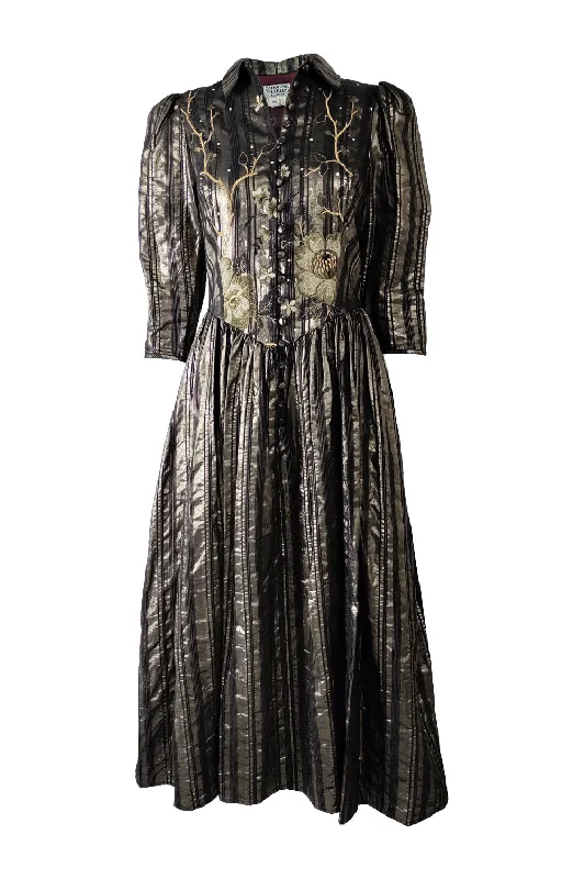 Mega Deal Caroline Charles Vintage Dark Gold Beaded Evening Dress, 1980s