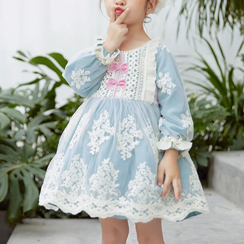 Special Price Toddler Prom Dress Little Girl Lolita Lace Floral Puff Communion Flower Girl Princess Dress