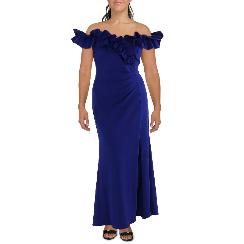 Xscape Womens Plus Off-The-Shoulder Maxi Evening Dress